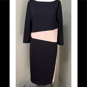 Ann Taylor Black Tan Abstract Colorblock Dress 12